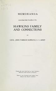 Cover of: Memoranda concerning some branches of the Hawkins family and connections