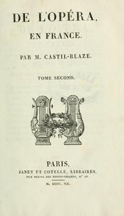 Cover of: De l'opéra en France