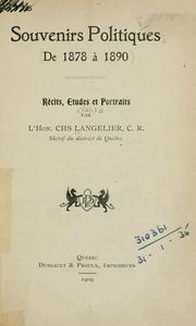 Cover of: Souvenirs politiques by Langelier, Charles