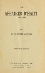 Cover of: Les affaires d'Haiti (1883-1884) by Louis Joseph Janvier