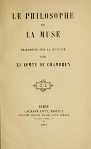 Cover of: Le philosophe et la muse: dialogues sur la musique