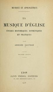Cover of: La musique d'église: etudes historiques, esthétiques et pratiques.