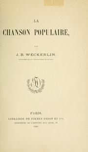 Cover of: La chanson populaire