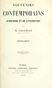 Cover of: Souvenirs contemporains d'histoire & de littérature by Abel-François Villemain