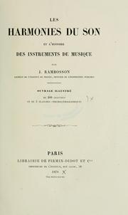Cover of: Les harmonies du son et l'histoire des instruments de musique.