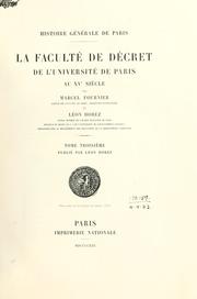 Cover of: La Faculté de décret de l'Université de Paris au 15e siècle.