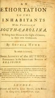 An exhortation to the inhabitants of the province of South-Carolina