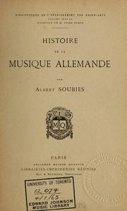 Cover of: Histoire de la musique allemande. by Albert Soubies