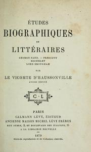 Cover of: Études biographiques et littéraires by Haussonville comte d', Haussonville comte d'