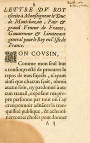 Cover of: Lettre dv Roy, escritte a monseigneur le duc de Montbazon by Louis XIII King of France