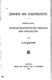 Cover of: Theorie der elektrizität by Max Abraham