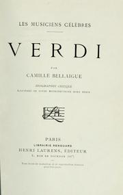 Cover of: Verdi by Camille Bellaigue