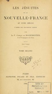 Cover of: Jésuites et la Nouvelle-France au 18 siècle, d'après des documents inédits.