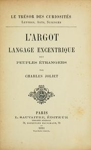 Cover of: L' argot by Charles Joliet