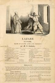 Cover of: Lazare le patre: drame en quatre actes avec prologue
