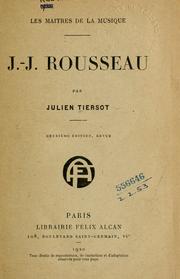 Cover of: J.-J. Rousseau