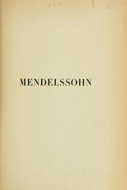 Cover of: Mendelssohn.