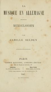 Cover of: La musique en Allemagne: Mendelssohn