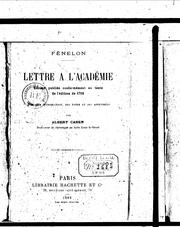 Cover of: Lettre à l'Académie