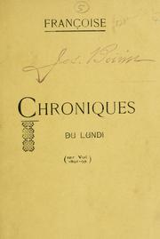 Cover of: Chroniques du lundi [par] Fran<coise