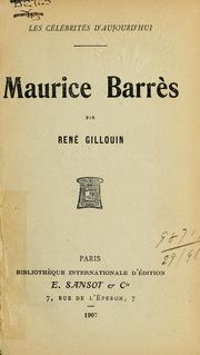 Cover of: Mourice Barres.