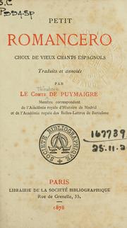 Cover of: Petit Romancero by Puymaigre, Th. de comte