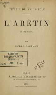 Cover of: L' Arétin (1492-1556)