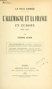 Cover of: L' Allemagne et la France en Europe: (1885-1894)