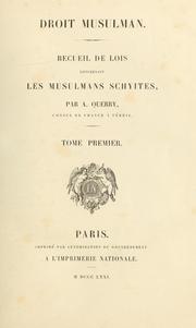 Cover of: Droit musulman: Recueil de lois concernant les musulmans schyites