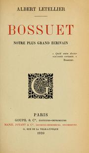 Cover of: Bossuet, notre plus grand écrivain