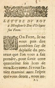 Cover of: Lettre dv Roy, a monsieur le Duc d'Orleans son frere.