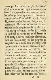 Cover of: Declaration dv roy, svr l'arrest fait de la personne de Monsr. le Prince de Condé, & sur l'eslongnement des autres Princes, Seigneurs & Gentils-hommes: publiée en Parlement le Roy y seant le septiesme iour de Septembre 1616