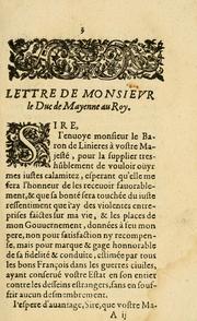 Cover of: Lettre de Monsievr le Dvc De Mayenne: av Roy. Auec la Response à icelle par sa Majesté.