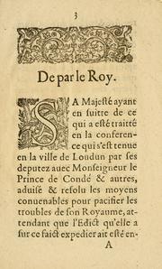 Cover of: Ordonnance du Roy pour la pacification des troubles de son Royaume: leu & publié par les carrefours de la ville de Paris le 6. may 1616.