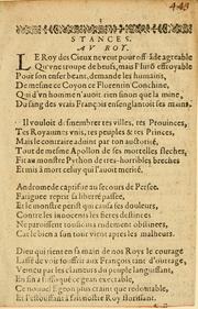 Stances au roy, sur la mort de Conchine marquis d'Ancre by Pierre de Bergeron