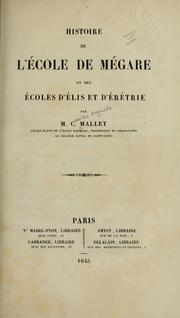 Cover of: Histoire de l'école de Mégare by Charles Auguste Mallet