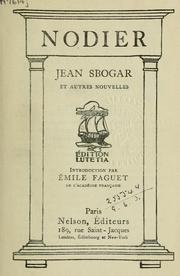 Cover of: Jean Sbogar, et autres nouvelles