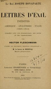 Cover of: Lettres d'Exil: inédites (Amérique-Angleterre-Italie, 1825-1844)