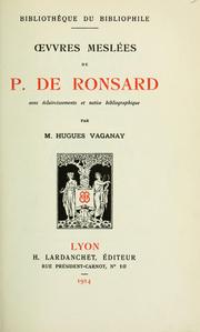 Cover of: Oeuvres meslées: Avec éclaircissements et notice bibliographique par Hugues Vaganay.