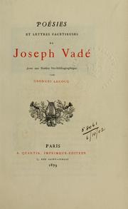 Cover of: Poésies et lettres facétieuses. by Vadé M.