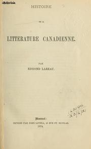 Cover of: Histoire de la littérature canadienne