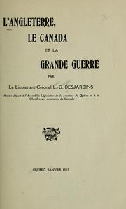 Cover of: L' Angleterre, le Canada et la grande guerre.