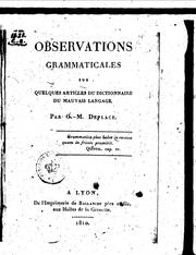 Cover of: Observations grammaticales sur quelques articles du Dictionnaire du mauvais language