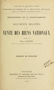 Cover of: Département de la Haute-Garonne: Documents relatifs à la vente des biens nationaux