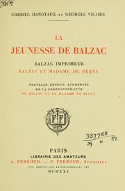 Cover of: La jeunesse de Balzac by Gabriel Hanotaux, Gabriel Hanotaux