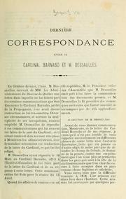 Dernière correspondance entre S. E. le cardinal Barnabo et l'hon. M. Dessaulles by A. C. Barnabo