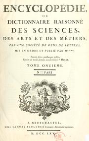 Cover of: Encyclopédie, ou, Dictionnaire raisonné des sciences, des arts et des métiers \
