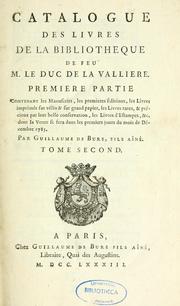 Cover of: Catalogue des livres de la bibliothèque de feu M. le duc de la Vallière