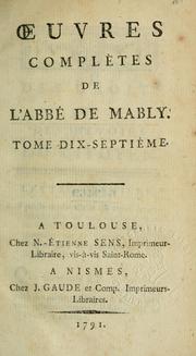 Cover of: Oeuvres complètes. by Gabriel Bonnot de Mably