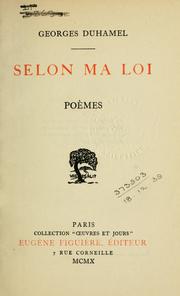 Cover of: Selon ma loi, poèmes.